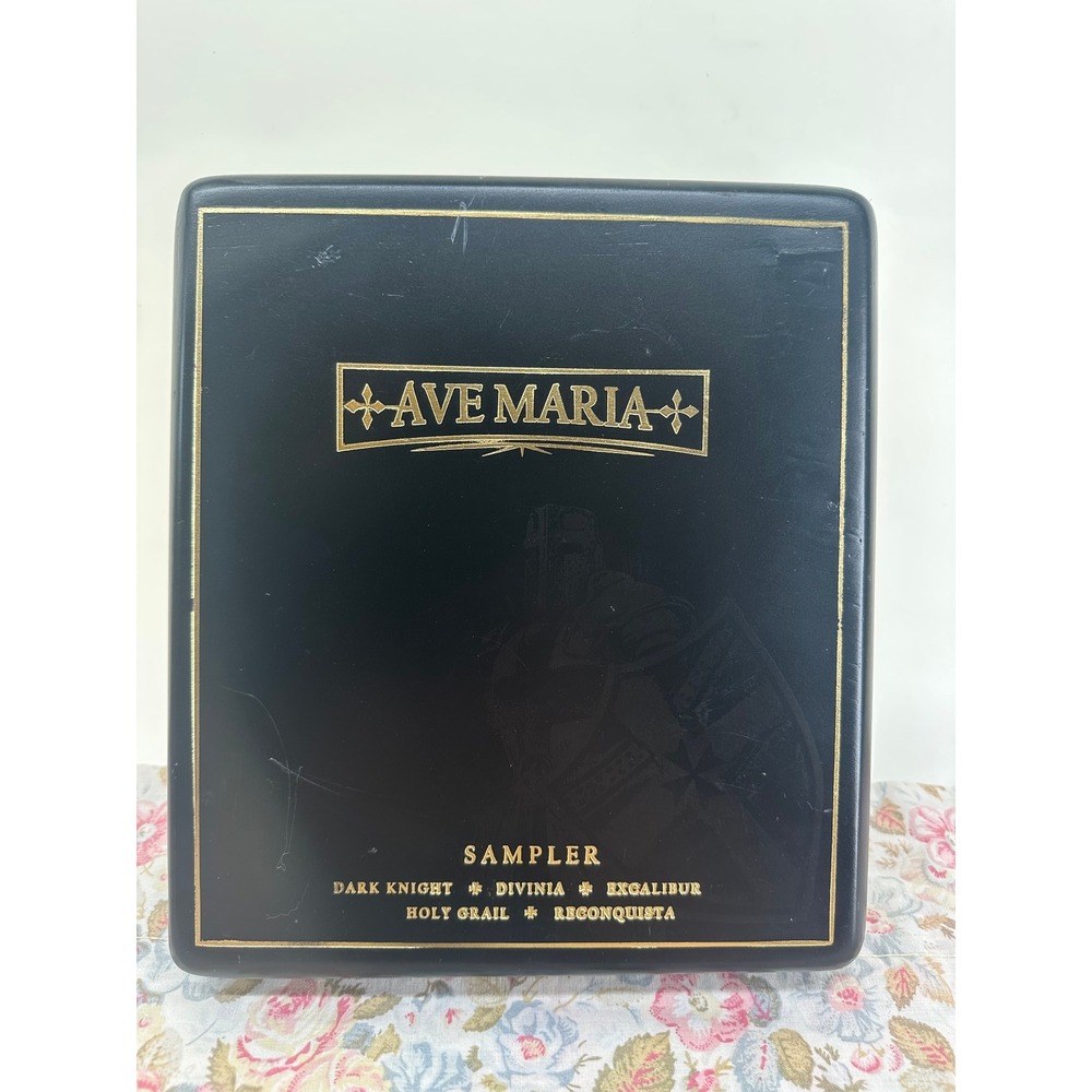 Ave Maria Sampler Wooden Cigar Box 5 Coffin Slots Dark Knight Excalibur EMPTY
